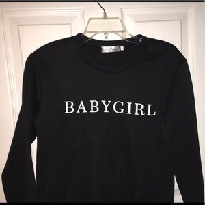 Black and white “babygirl” sweater